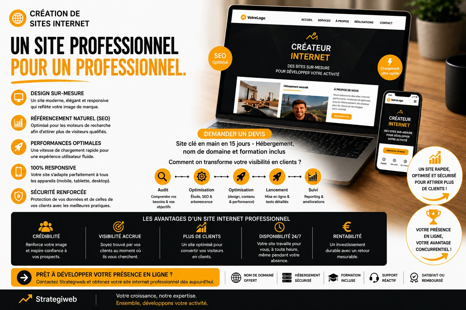 Visuel StrategiWeb création de site internet orienté conversion